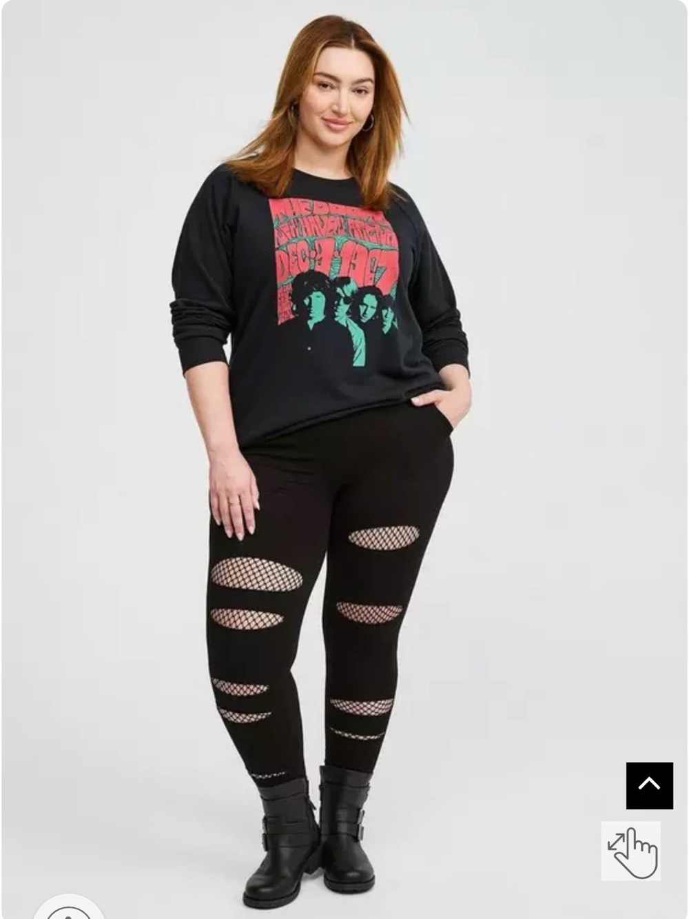 torrid Black Distressed Fishnet-Panel leggings